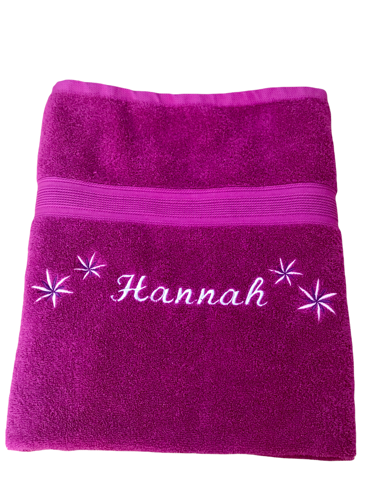 Duschtuch Handtuch Handtuch bestickt mit Namen und 4 Blumen Saunatuch 